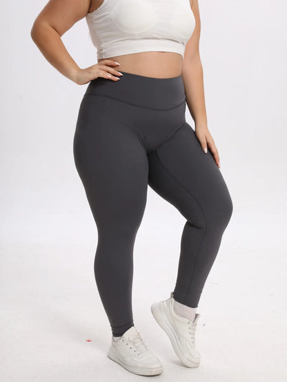 Solid Color High Waist Yoga Leggings for Women – Plus Size Gym & Fitness Pants