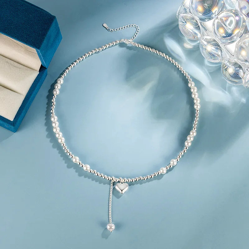 925 Silver Pearl Pendant Necklace for Women