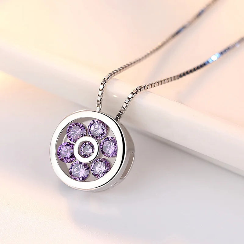 925 Sterling Silver Heart Moon Geometric Necklace