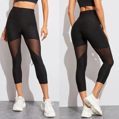 Shop Black Patchwork Mesh Leggings for Women