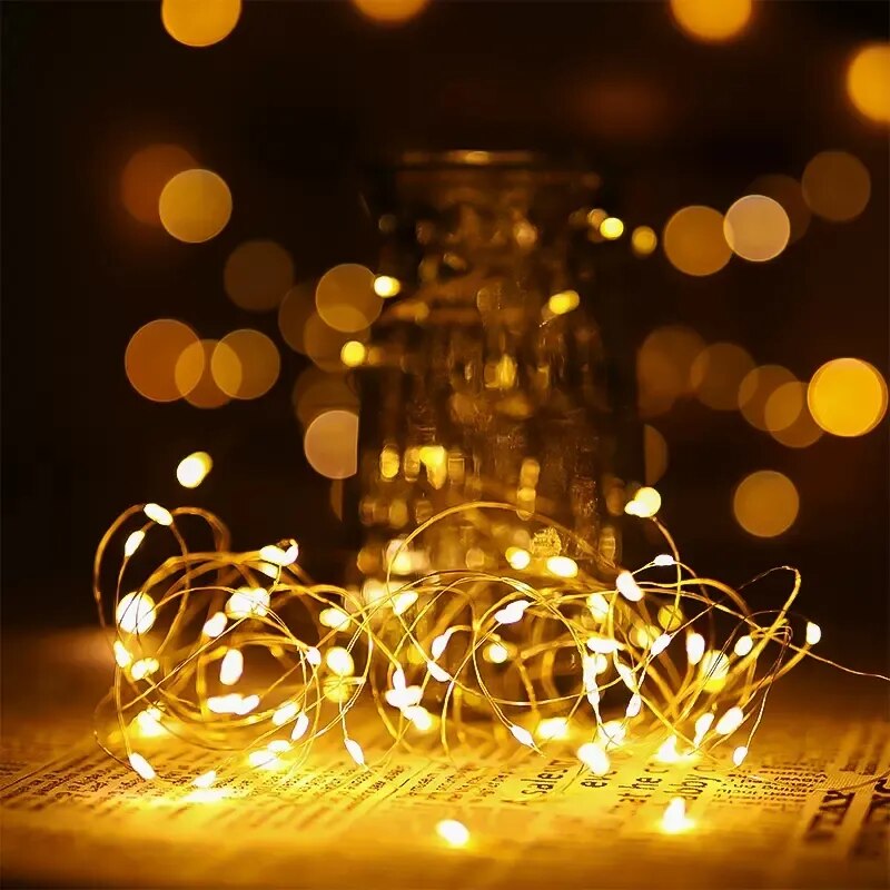 5/10M Copper Wire LED Lights String USB/Battery Waterproof Garland Decor Holiday Light