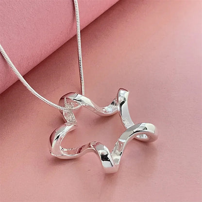 925 Sterling Silver Starfish Heart Pendant Necklace