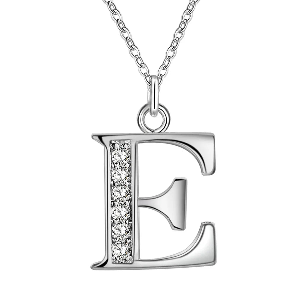 925 Sterling Silver Personalized Necklace – Mosaic Letter Necklace for Women