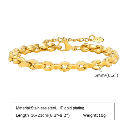 18K Gold Plated Stainless Steel Adjustable Eternity Bracelet for Women