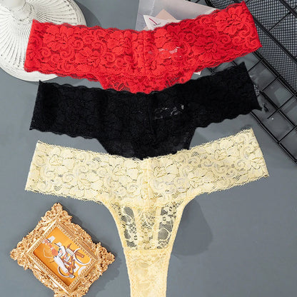 Lace Floral Women Panties Low Waist Breathable Briefs Female Thong Underwear