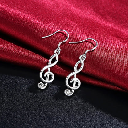 New noble 925 Sterling Silver Romantic music note drop Earrings for Women Holiday gifts fashion Party wedding Jewelry