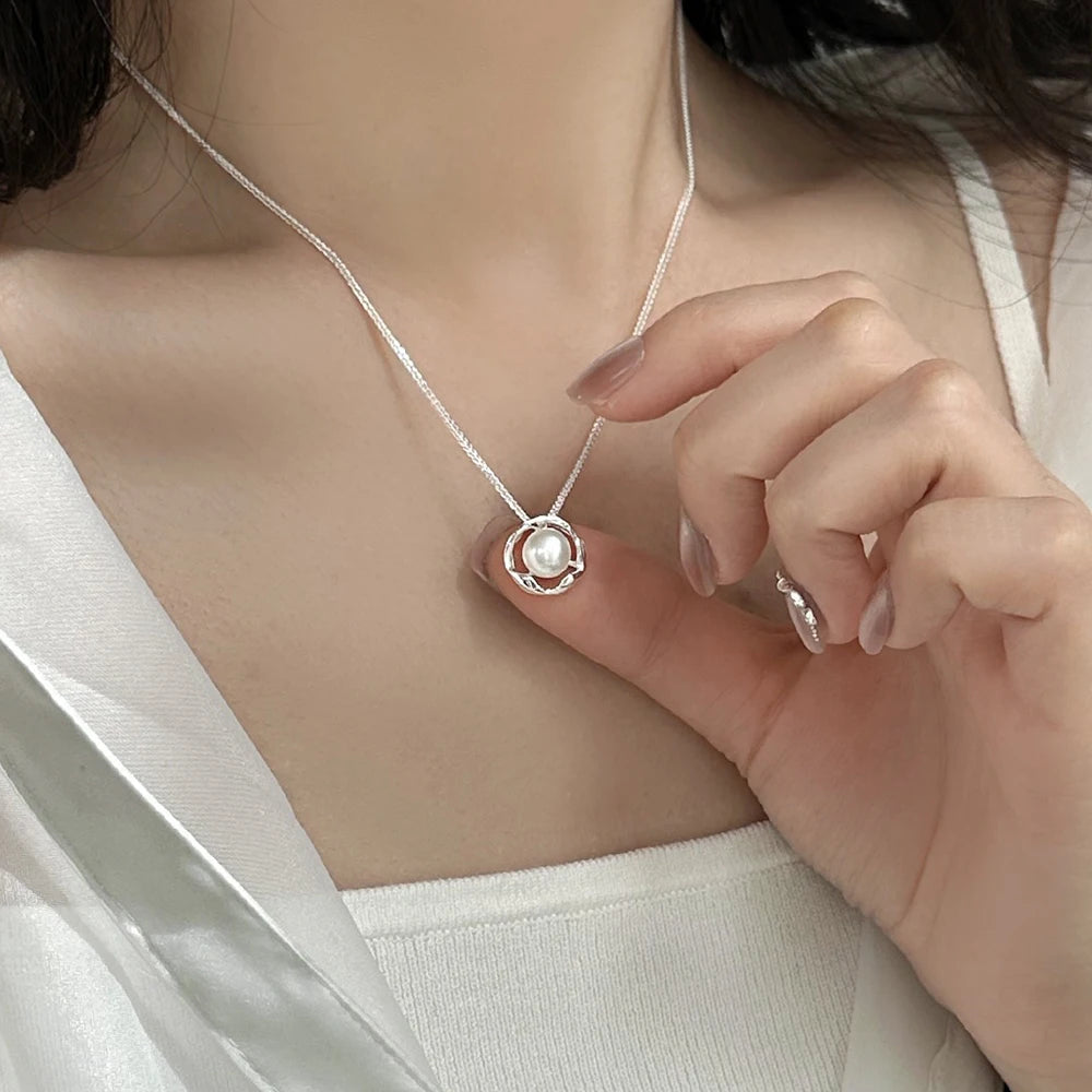 925 Silver Pearl Pendant Necklace for Women