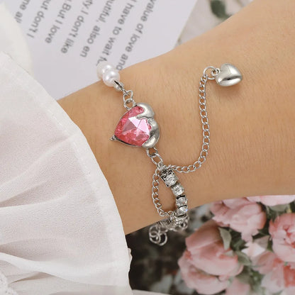 Sparkling Hollow Heart Delicate Eternity Bracelet