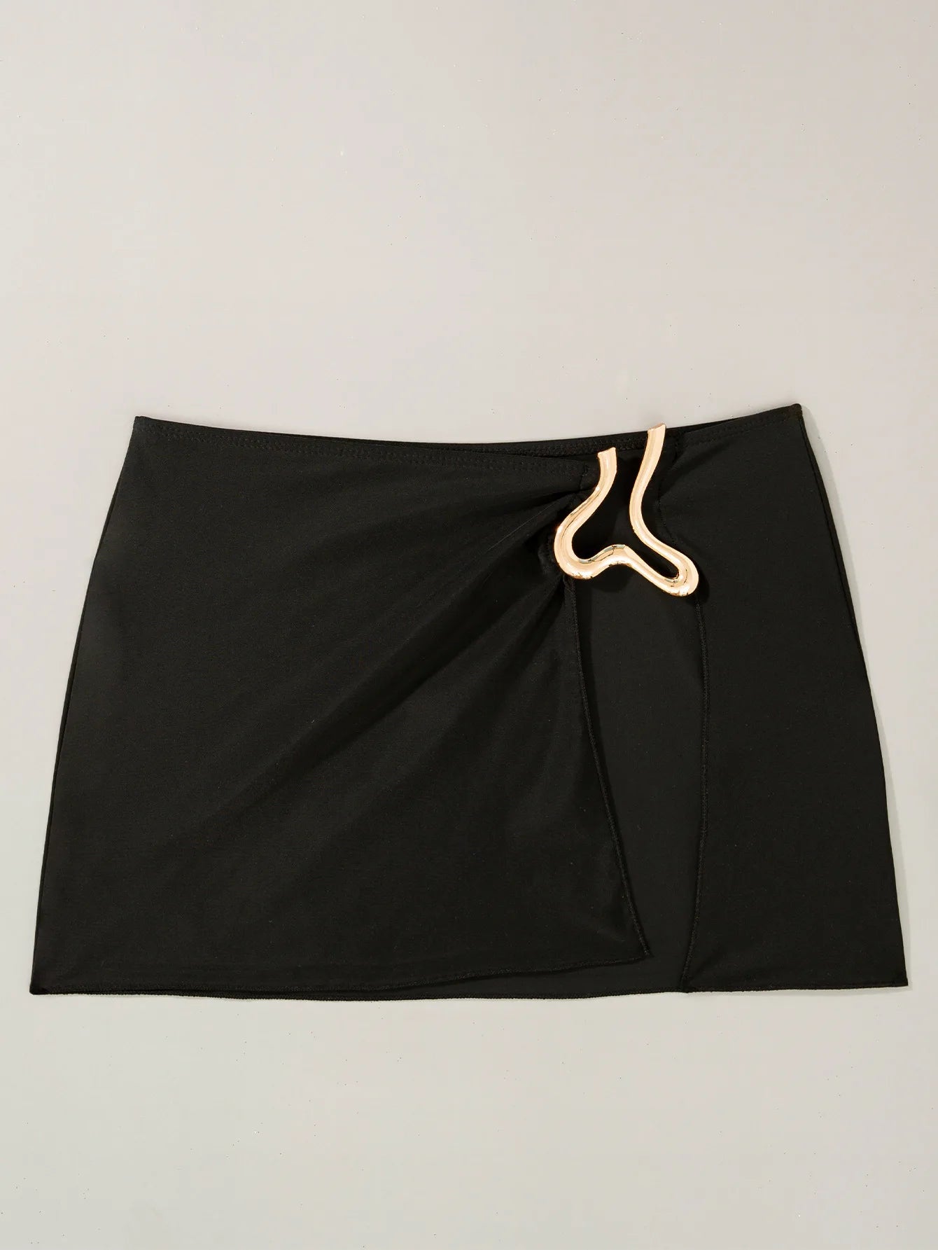 Solid Strapless Bikini 3 Piece Set Women Metal Split Swimsuit High Waist Beach Skirt New Summer Swimwear Bikini Set