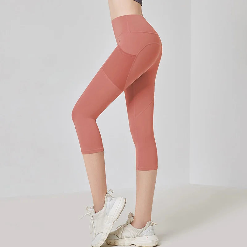 High Waist Cropped Yoga Capris Leggings for Women