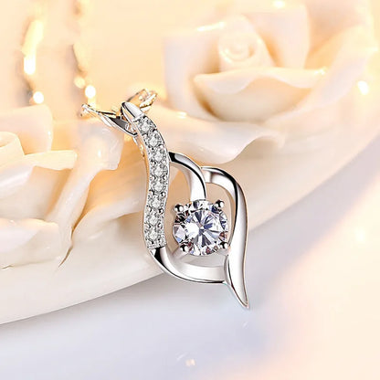 925 Sterling Silver Heart Pendant Necklace with AAA Zircon