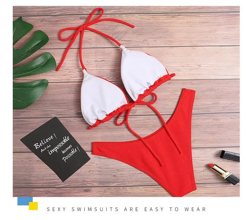 Monochrome Low-Waist Bikini Set