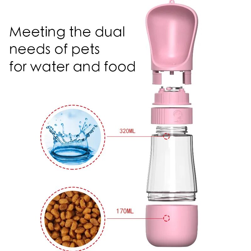 2 in 1 Portable Pet Water Bottle and Feeder