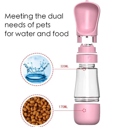 2 in 1 Portable Pet Water Bottle and Feeder