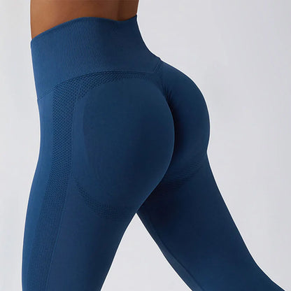 High Waist Ribbed Seamless Yoga Pants with Tummy Control