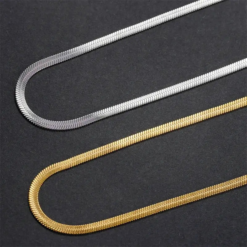 925 Sterling Silver Gold Snake Chain Necklace for Couples