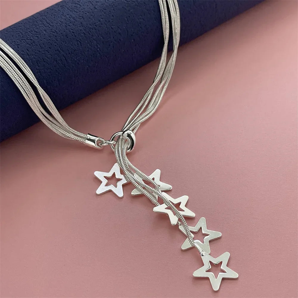 925 Sterling Silver Starfish Heart Pendant Necklace