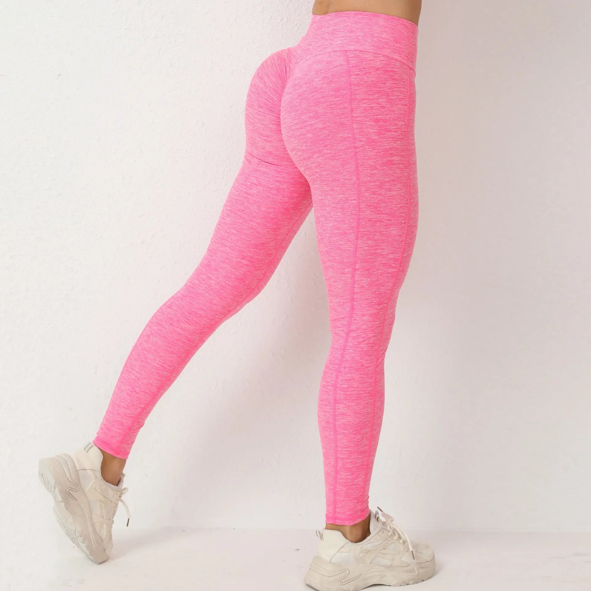 A pair of pink High Waist Sport Gym Workout Anti-Cellulite Leggings for Women | BossDeals