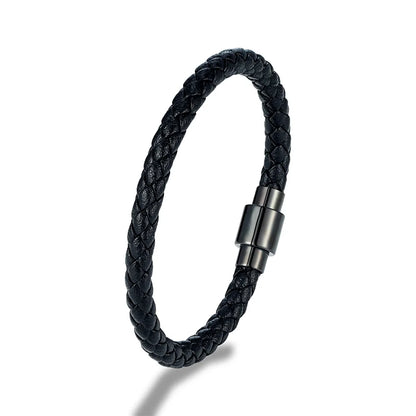 MKENDN Minimalist Braided Leather Bracelet – Handmade Jewelry for Men & Women