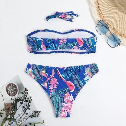 Print Strapless Two-Piece Bikini Set for Women – Summer Beachwear Swimwear