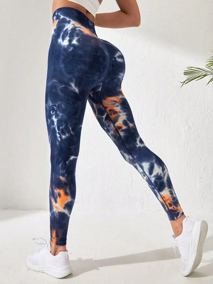 3D Print Tie Dye High Waist Seamless Anti Cellulite Leggings