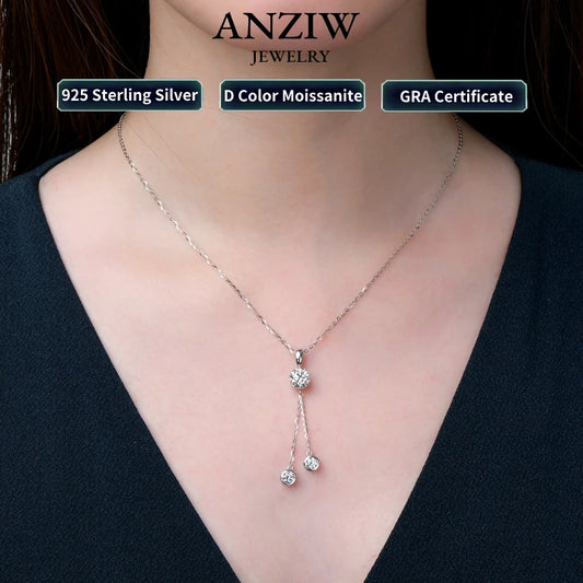 Sterling Silver Moissanite Pendant Necklace for Women