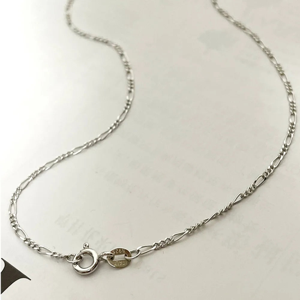 925 Sterling Silver Figaro Chain Choker Necklace - 35cm to 80cm