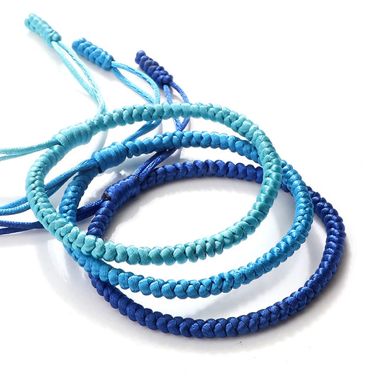 Blue Rope Knots Bracelet with Handmade Braided Adjustable Fashion Jewelry