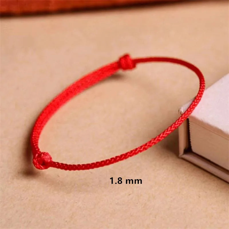 Handmade Red Lucky Knot Bracelet with Adjustable Rope Bangle