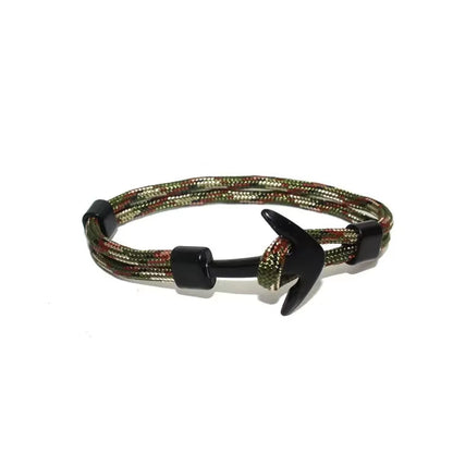 Woven Multilayer Black Anchor Bracelet for Men