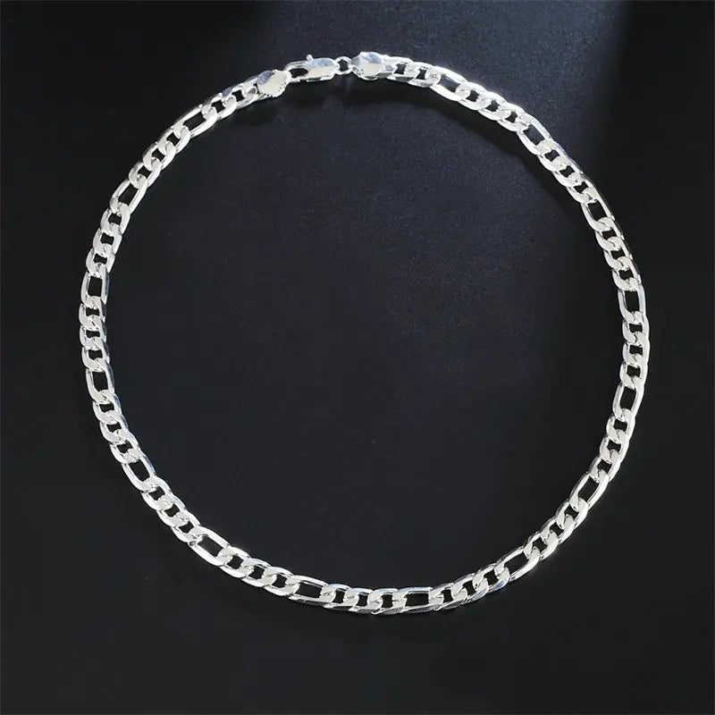 Fashion 8MM 925 Sterling Silver Figaro Chain Necklace - 16-24 Inches