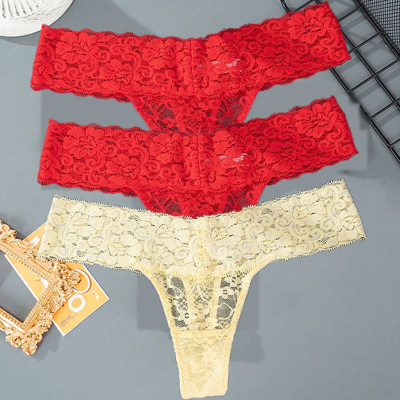 Lace Floral Women Panties Low Waist Breathable Briefs Female Thong Underwear