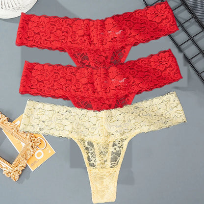 Lace Floral Women Panties Low Waist Breathable Briefs Female Thong Underwear
