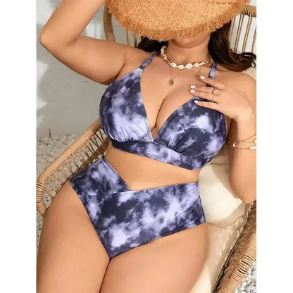 Blunt Style Plus Size Split Bikini for Women – High-Waisted Beach Swimsuit