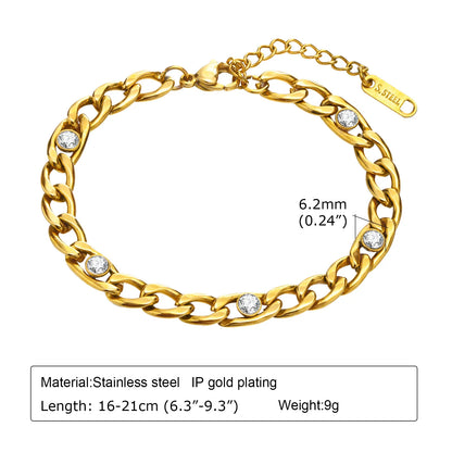 18K Gold Plated Stainless Steel Adjustable Eternity Bracelet for Women