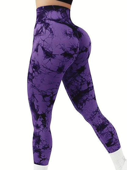 Hip Lifting Seamless Tie-Dye Yoga Leggings for Women