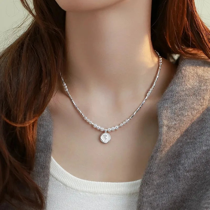 925 Silver Pearl Pendant Necklace for Women