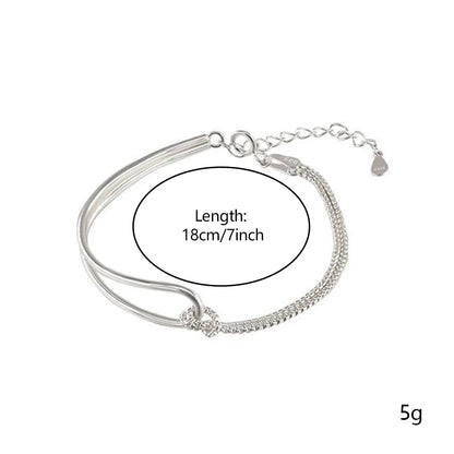 Double Layer Silvery Plated Knotted Bracelet