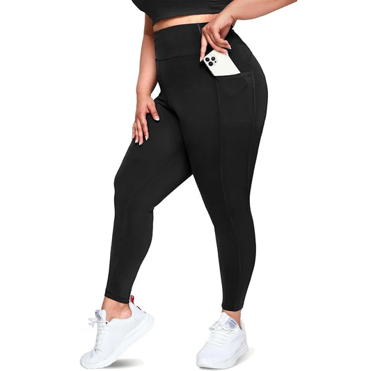Plus Size High-Waisted Leggings with Pockets for Women
