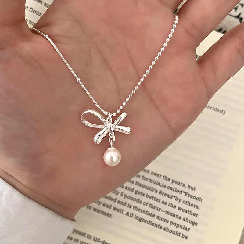 925 Silver Pearl Pendant Necklace for Women