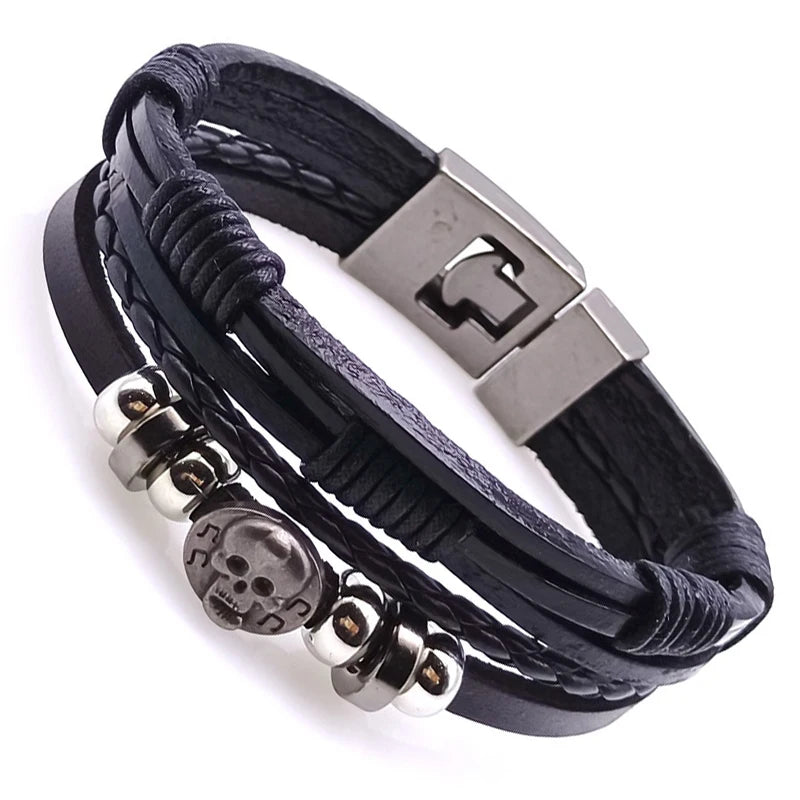 Vintage Woven Leather Bracelets for Men – Classic Punk Wristbands