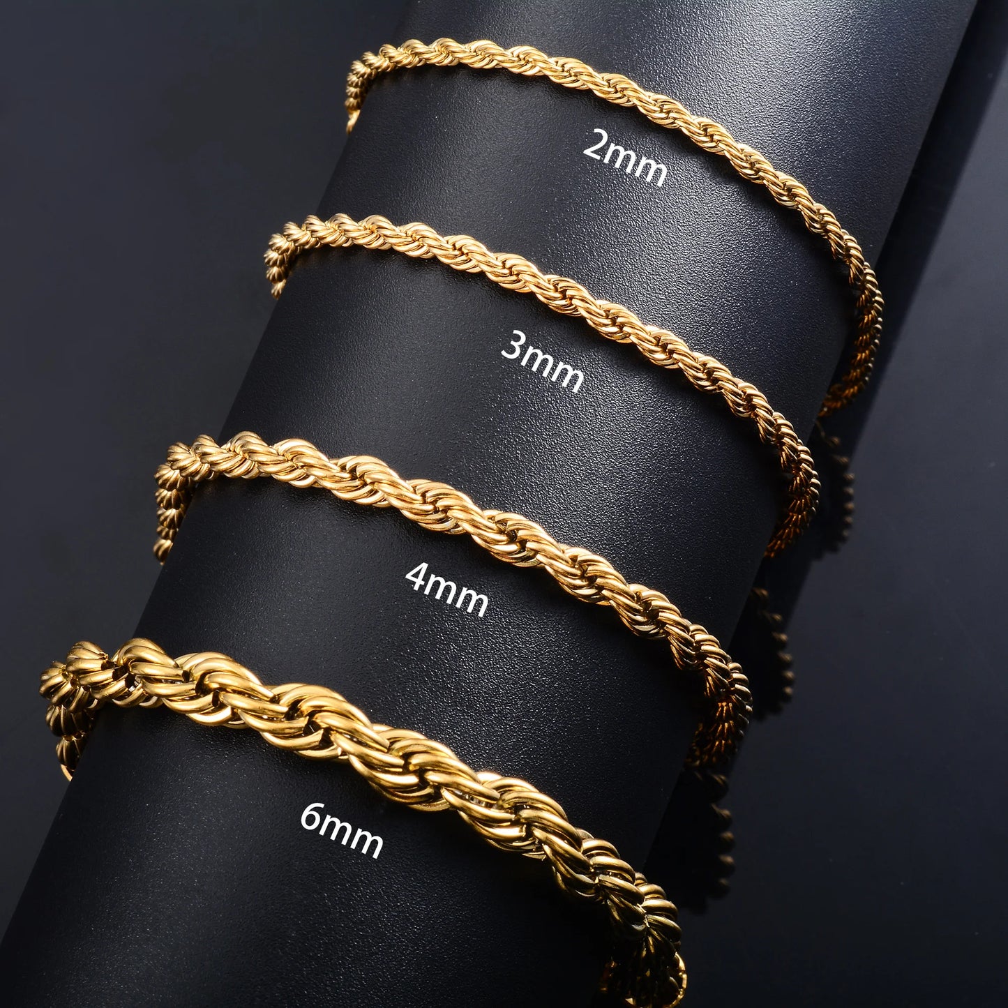 Men's Stainless Steel Rope Chain Bracelet - Gold & Silver Jewelry