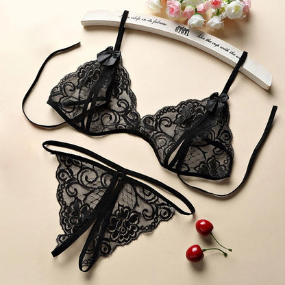 Halter Lingerie Set with Garters - Alluring Lace & Leg Loop Detail