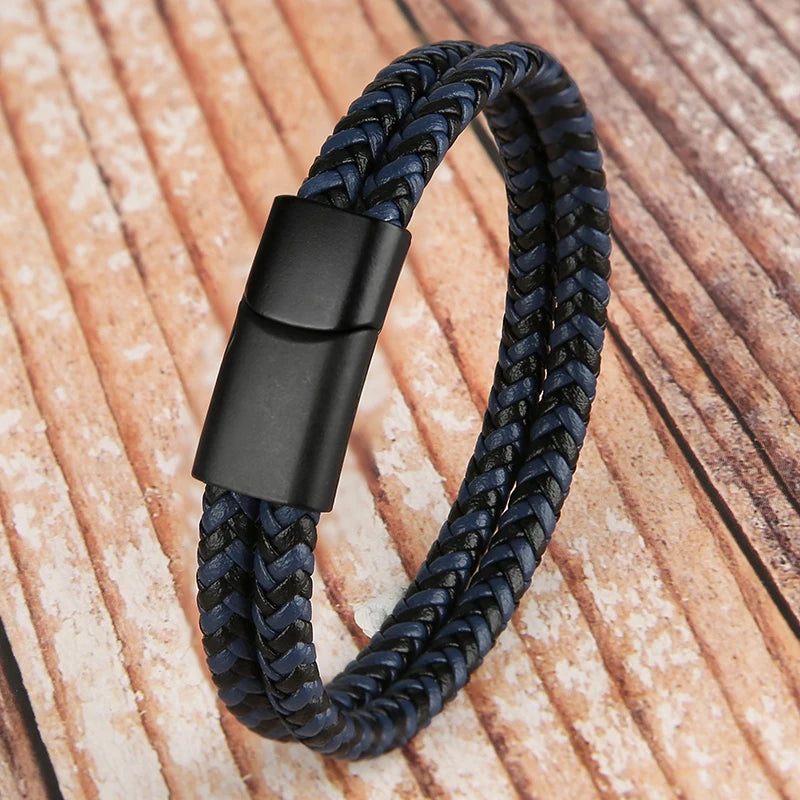 Genuine Leather Double-Layer Rope Handmade Bracelet for Men & Women