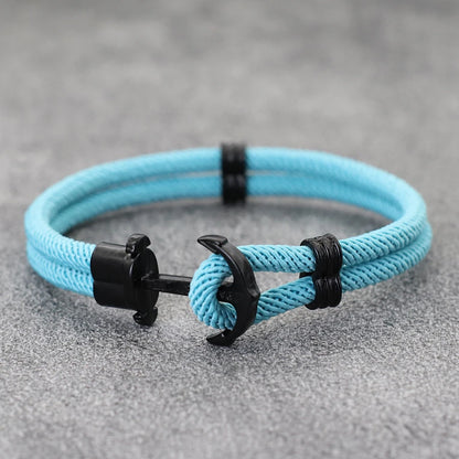 Bilayer Nautical Wrap Rope Men's Anchor Bracelet