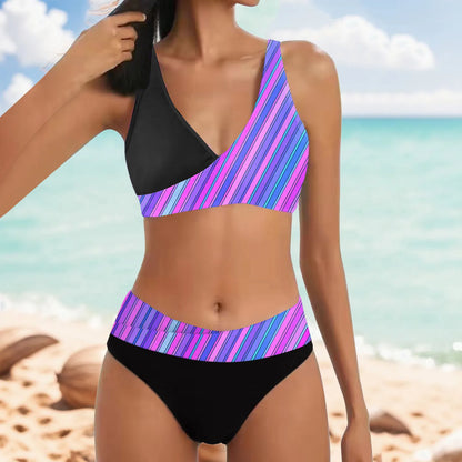 colorful striped bikini set