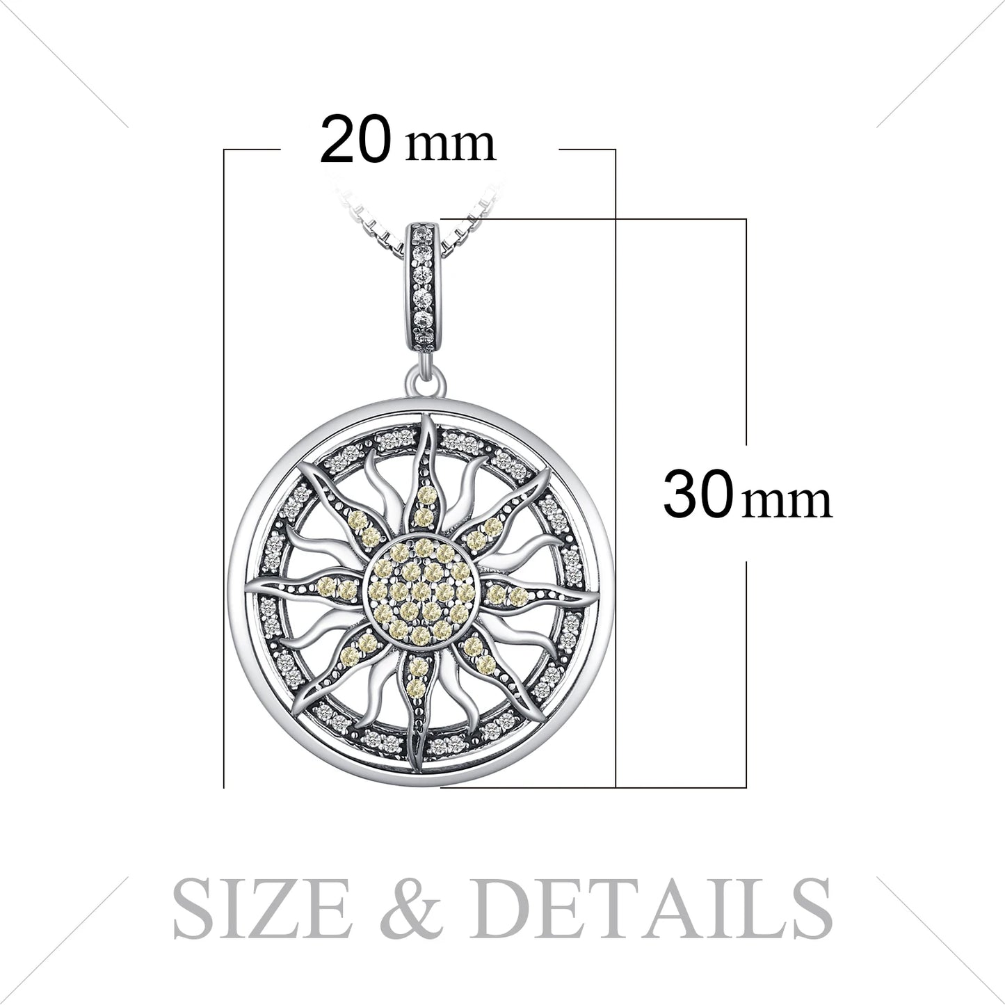 JewelryPalace Celestial Sun 925 Sterling Silver Pendant Necklace