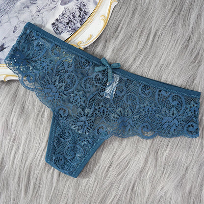 Comfortable & Transparent Women's Lace Thong Low Waist Panties