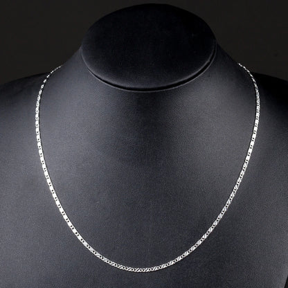 925 Sterling Silver 2MM Flat Clavicle Chain Necklace for Men & Women