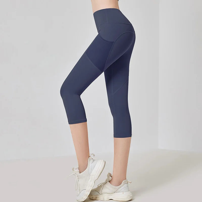 High Waist Cropped Yoga Capris Leggings for Women